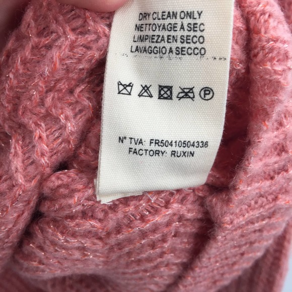 French Women's Knitted Crew Neck Pullover Sweater Long Sleeves Coral Medium NWT - Picture 6 of 6